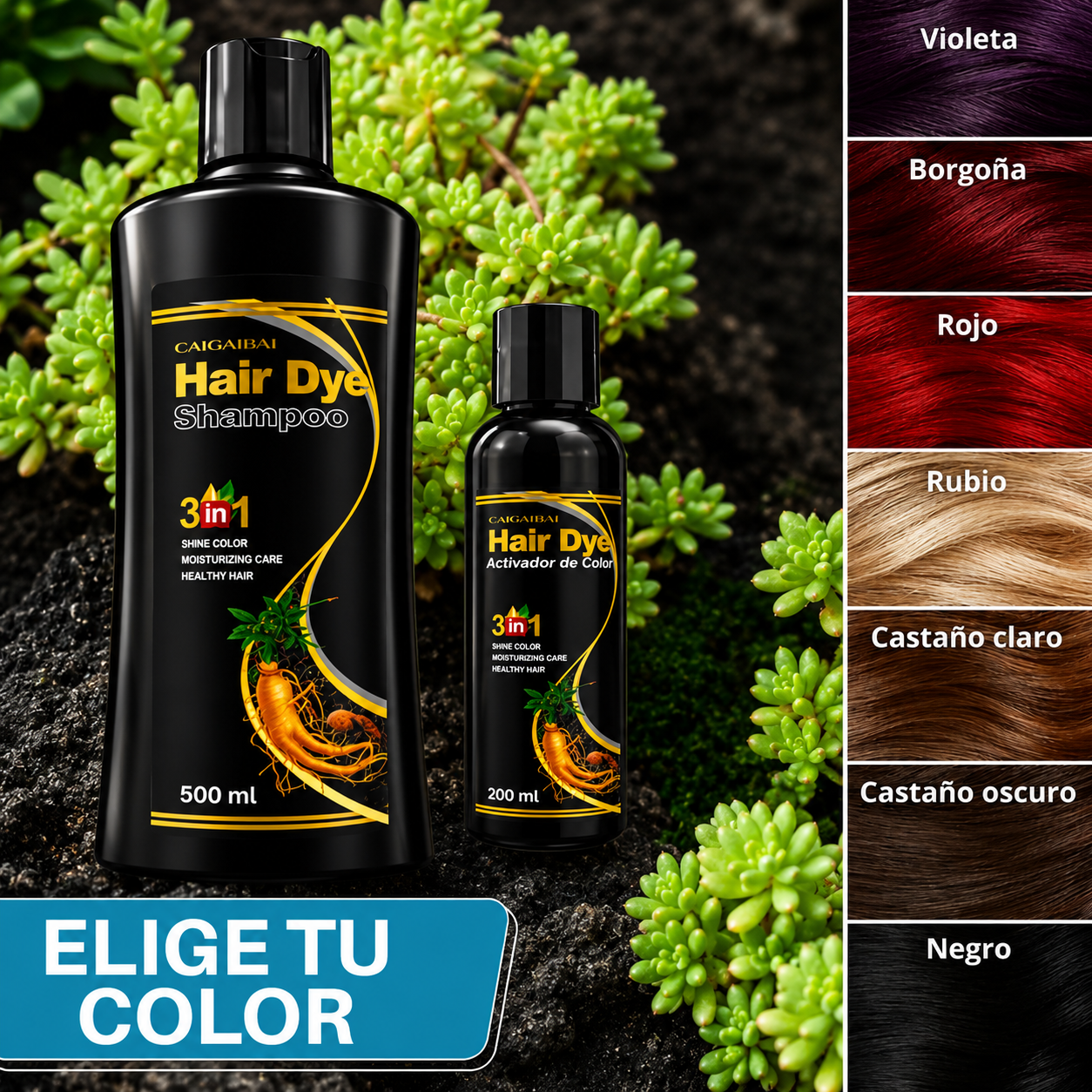 SHAMPOO CUBRE CANAS UNISSEX TRATAMIENTO TONALIZANTE 100% NATURAL + BRINDE PREMIUM GRATIS 🎁.