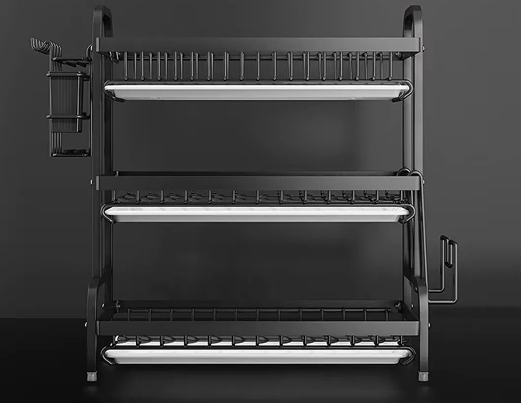 Escurridor de Platos 3 Niveles con Bandejas de Drenaje + Regalo GRATIS